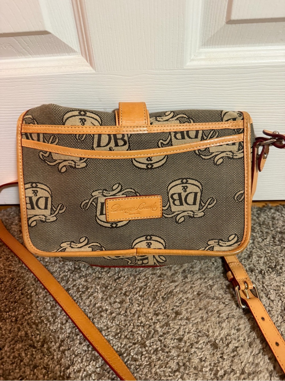 Dooney & Bourke Brown Monogram Canvas Crossbody with Tan Trim - Picture 4 of 9
